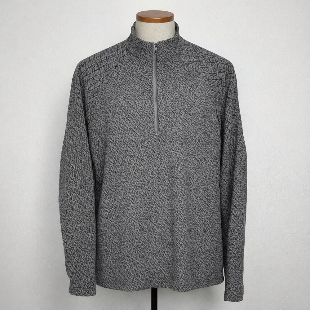Lululemon Men's M Surge Warm Grey Geometric Grid Quarter Zip Pullover Sweatshirt - Picture 2 of 9